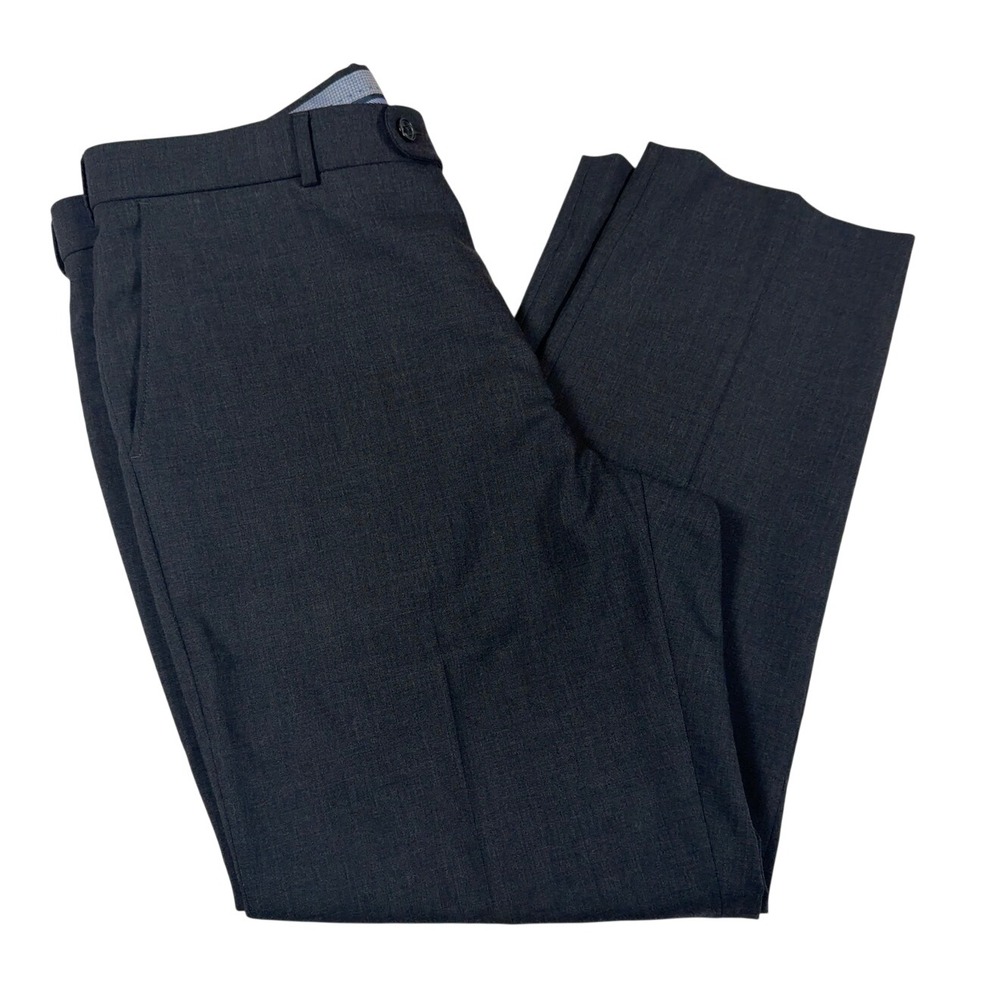 Ballin Mens Super 120s Wool Dress Pants Charcoal Gray Flat Front Size 38x30